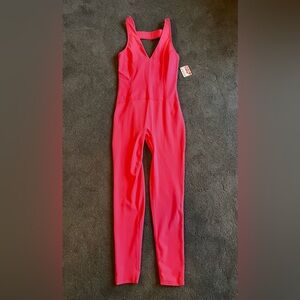 NWT Free People Movement ‘Never Better’ Neon Coral Women’s size XS Jumpsuit